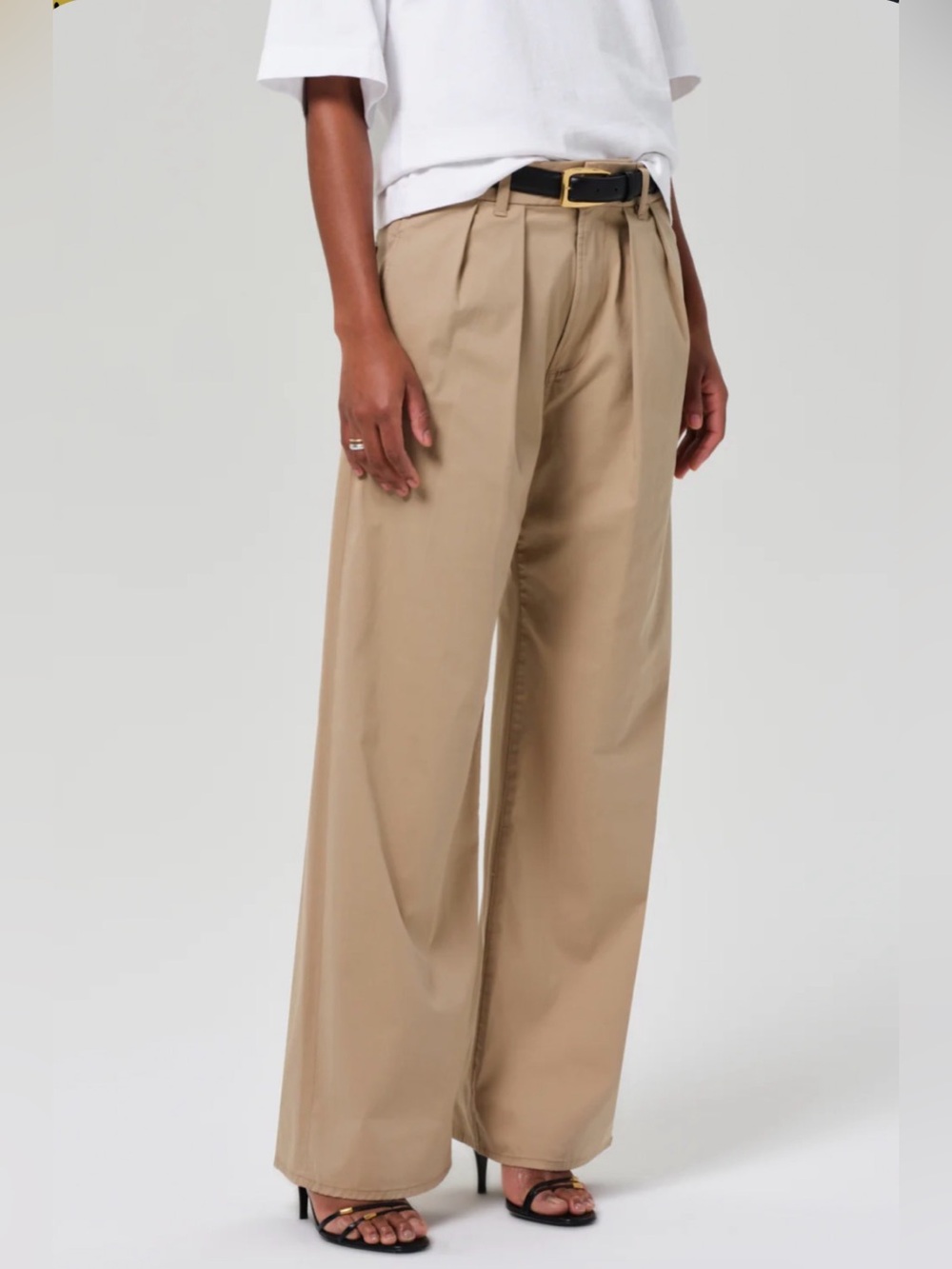 Citizen of Humanity Petra Pleated Cotton High Rise Wide Leg Trouser 28